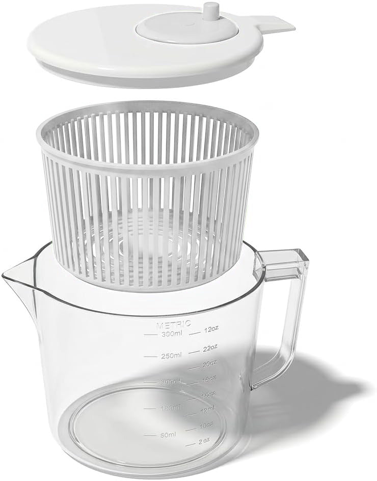 Mini Salad Spinner and Dryer With Measuring Cup Bowl, Best Rated Lettuce Spinners Single Serve, Collander with Spinner, Vegetable Washing Basket